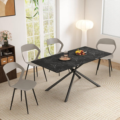 Rechteckiger Esstisch Set 180cm mit 4 modernen Esszimmerstühlen