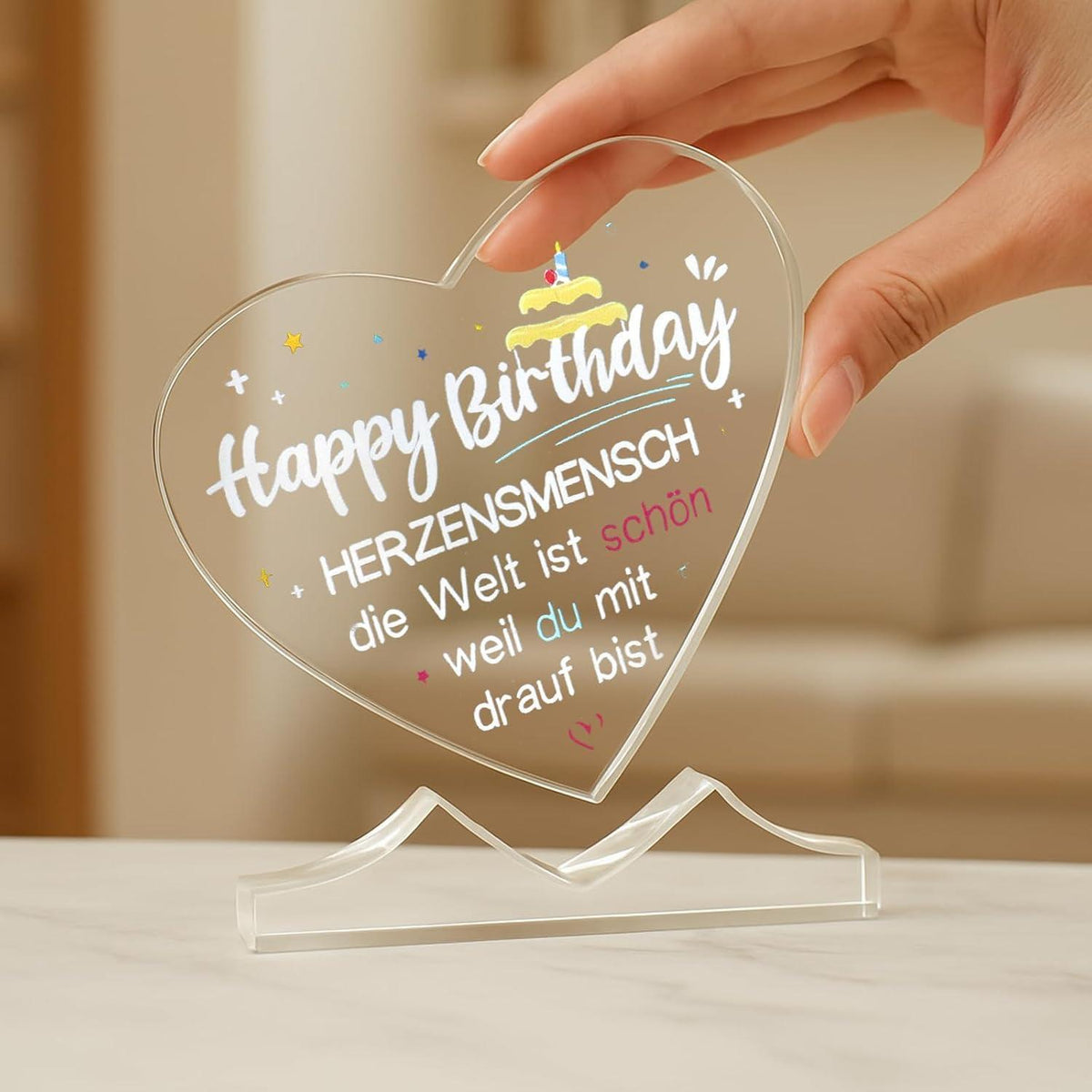 Herzförmige Acryl Geburtstagsdeko – Geschenk für Sie