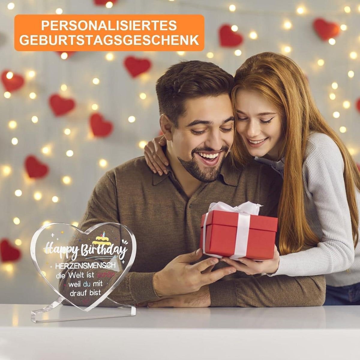 Herzförmige Acryl Geburtstagsdeko – Geschenk für Sie