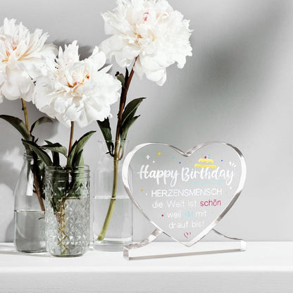 Herzförmige Acryl Geburtstagsdeko – Geschenk für Sie