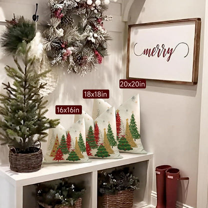 Weihnachtskissenbezug 40x40 cm - 2er Set Leinen Winterdeko