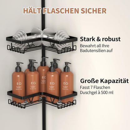 Teleskop Duschregal Edelstahl 4-stöckig ohne Bohren