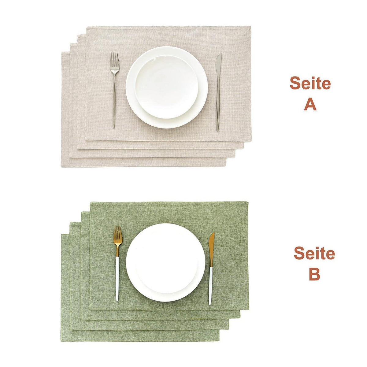 Leinen Tischsets 4er Set Salbeigrün - 48x33 cm