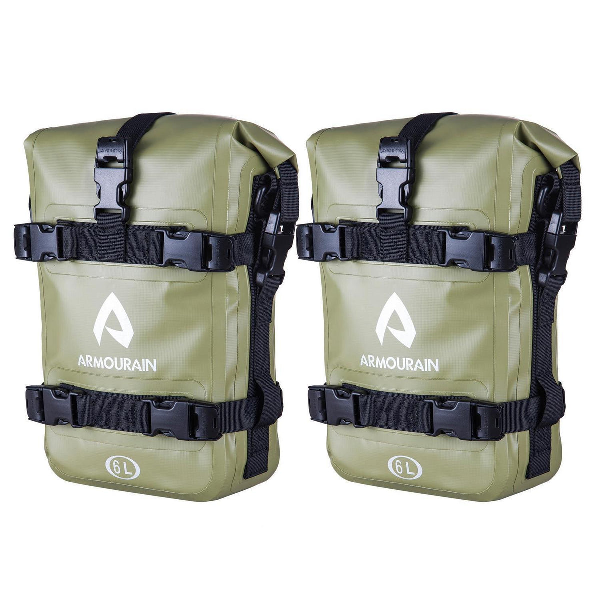 Motorrad Sturzbügel Seitentaschen Set (2x 6L) Wasserdicht Armee Grün