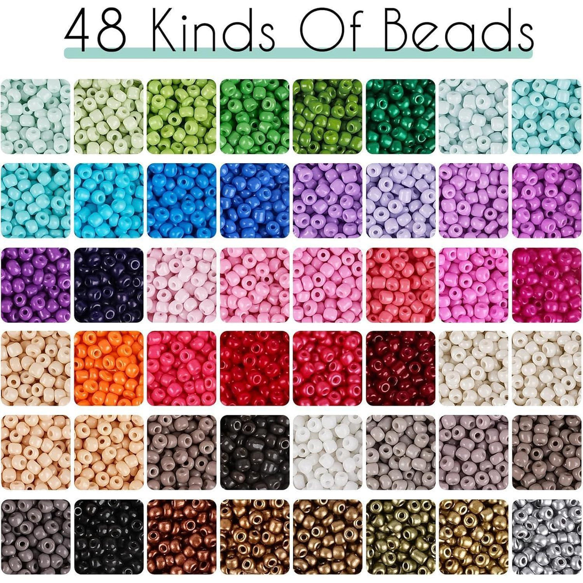 Perlen Set für Armbänder 3mm, 48 Farben, 2 Boxen, Schmuck Bastelset