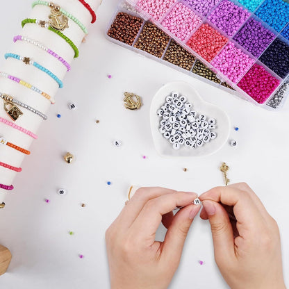 Perlen Set für Armbänder 3mm, 48 Farben, 2 Boxen, Schmuck Bastelset