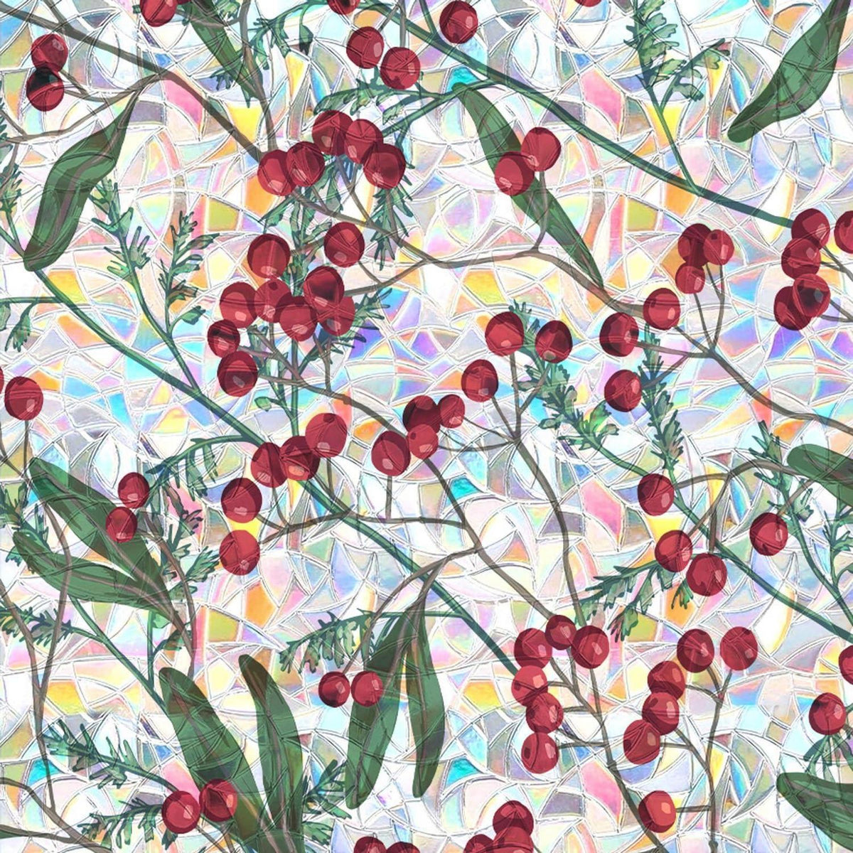 Blickdichte Fensterfolie Winterbeeren, 44x200 cm