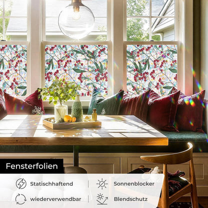Blickdichte Fensterfolie Winterbeeren, 44x200 cm