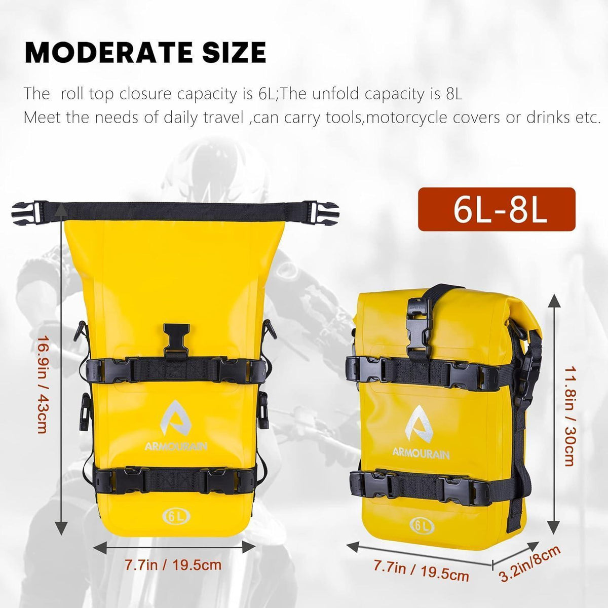 Motorrad Sturzbügel Seitentaschen Set (2x 6L) Wasserdicht Gelb