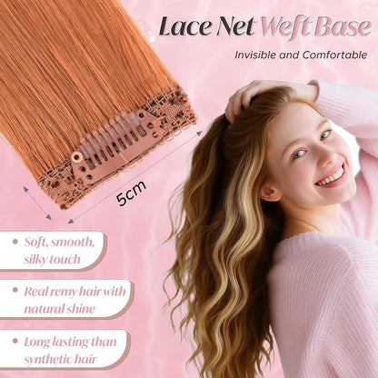 Clip-In Haarverlängerung Echthaar – Honig Orange, 55cm