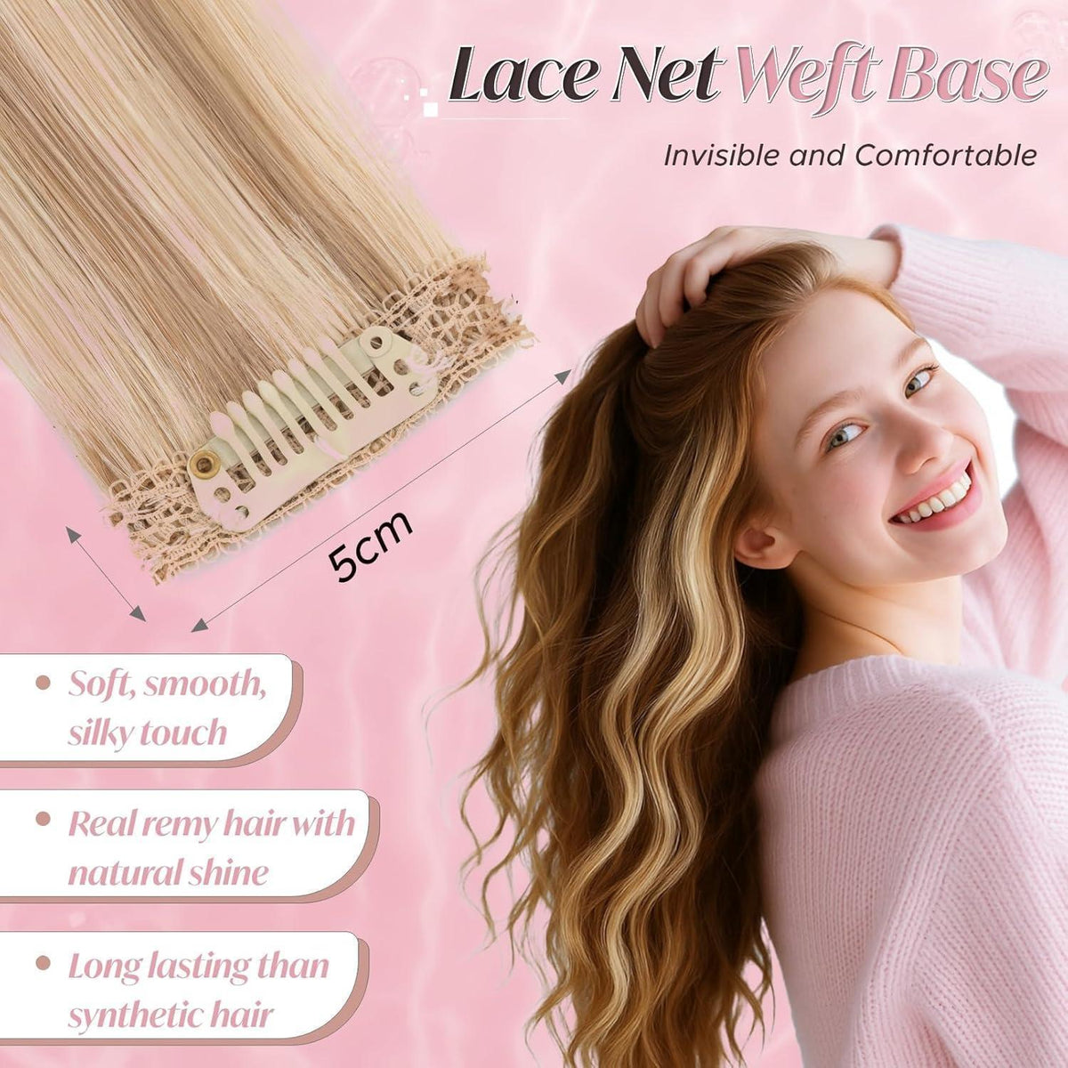 Echthaar Haarverlängerung Clip-In Goldbraun & Blond (25cm)
