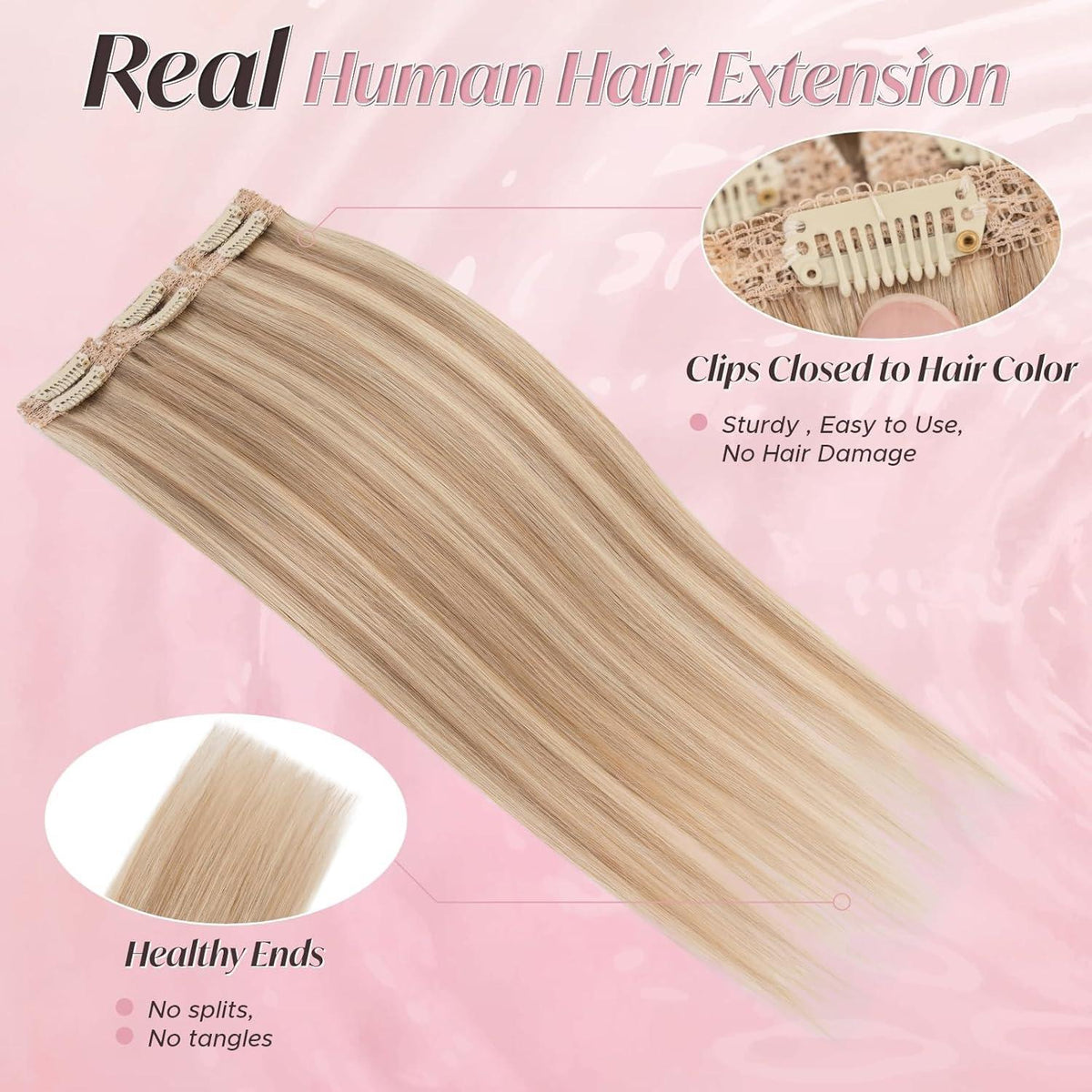 Echthaar Haarverlängerung Clip-In Goldbraun & Blond (25cm)