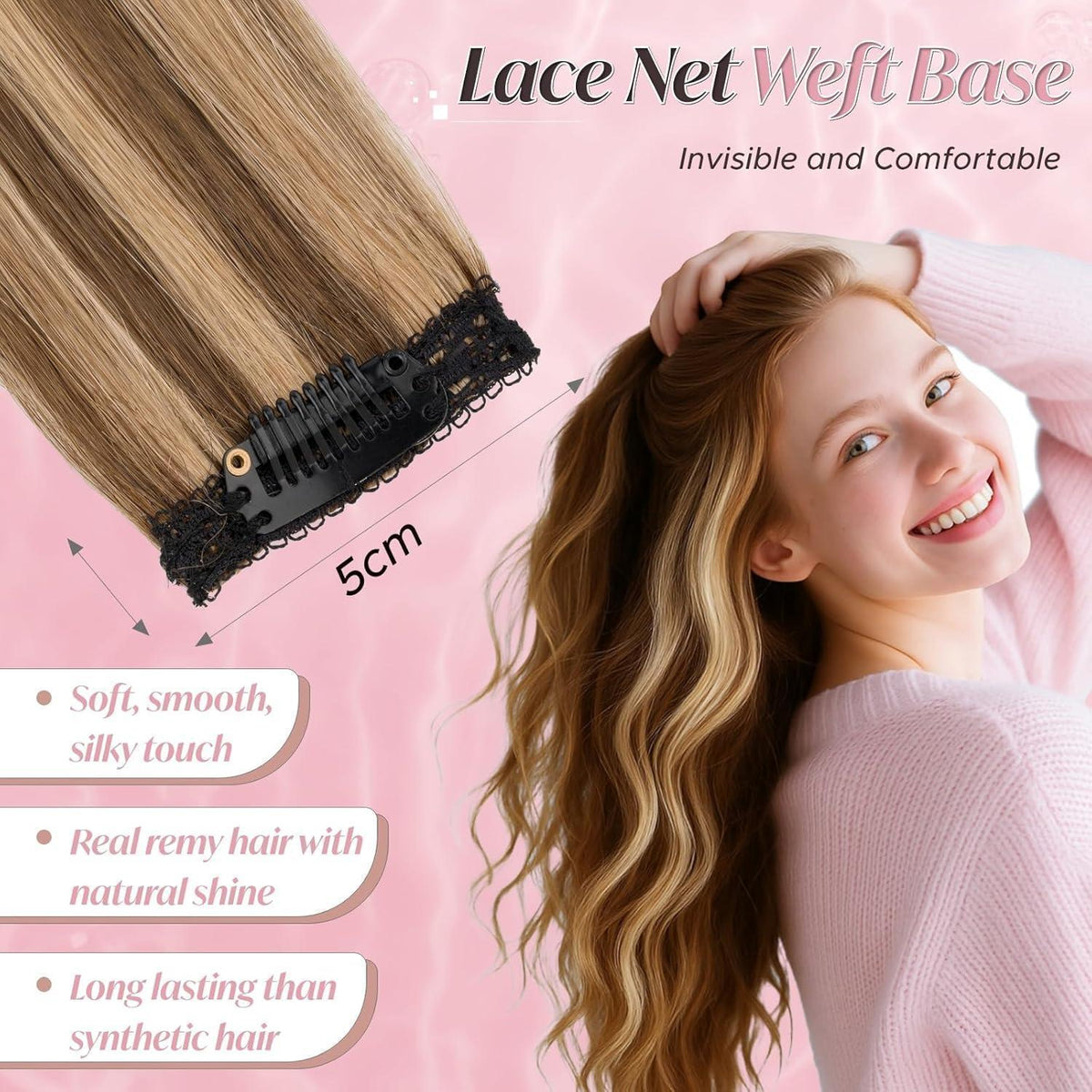 Echthaar Haarverlängerung Clip-In 25cm Mittelbraun/Dunkelblond