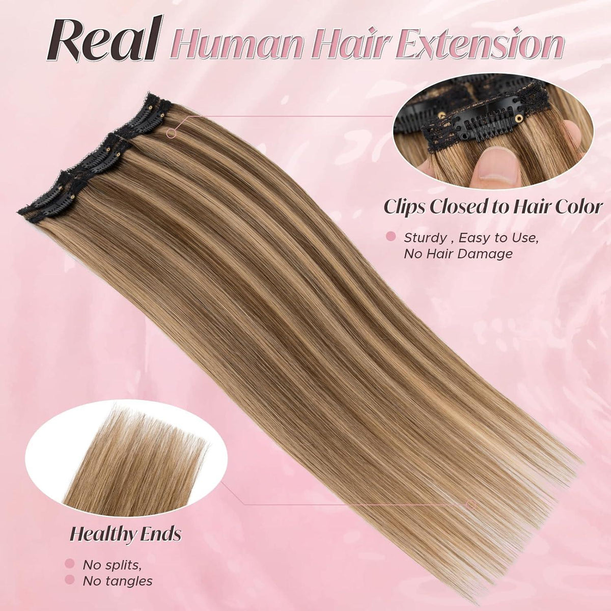 Echthaar Haarverlängerung Clip-In 25cm Mittelbraun/Dunkelblond