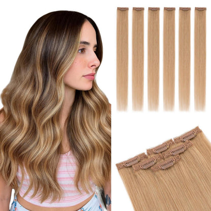 Echthaar Haarverlängerung Clip-In Dunkelblond 25cm