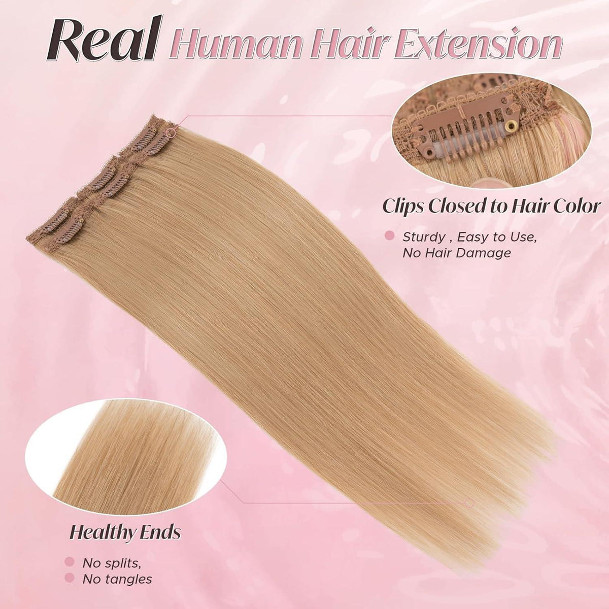 Echthaar Haarverlängerung Clip-In Dunkelblond 25cm