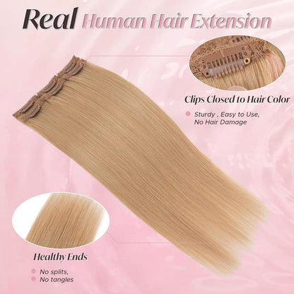 Echthaar Haarverlängerung Clip-In Dunkelblond 25cm