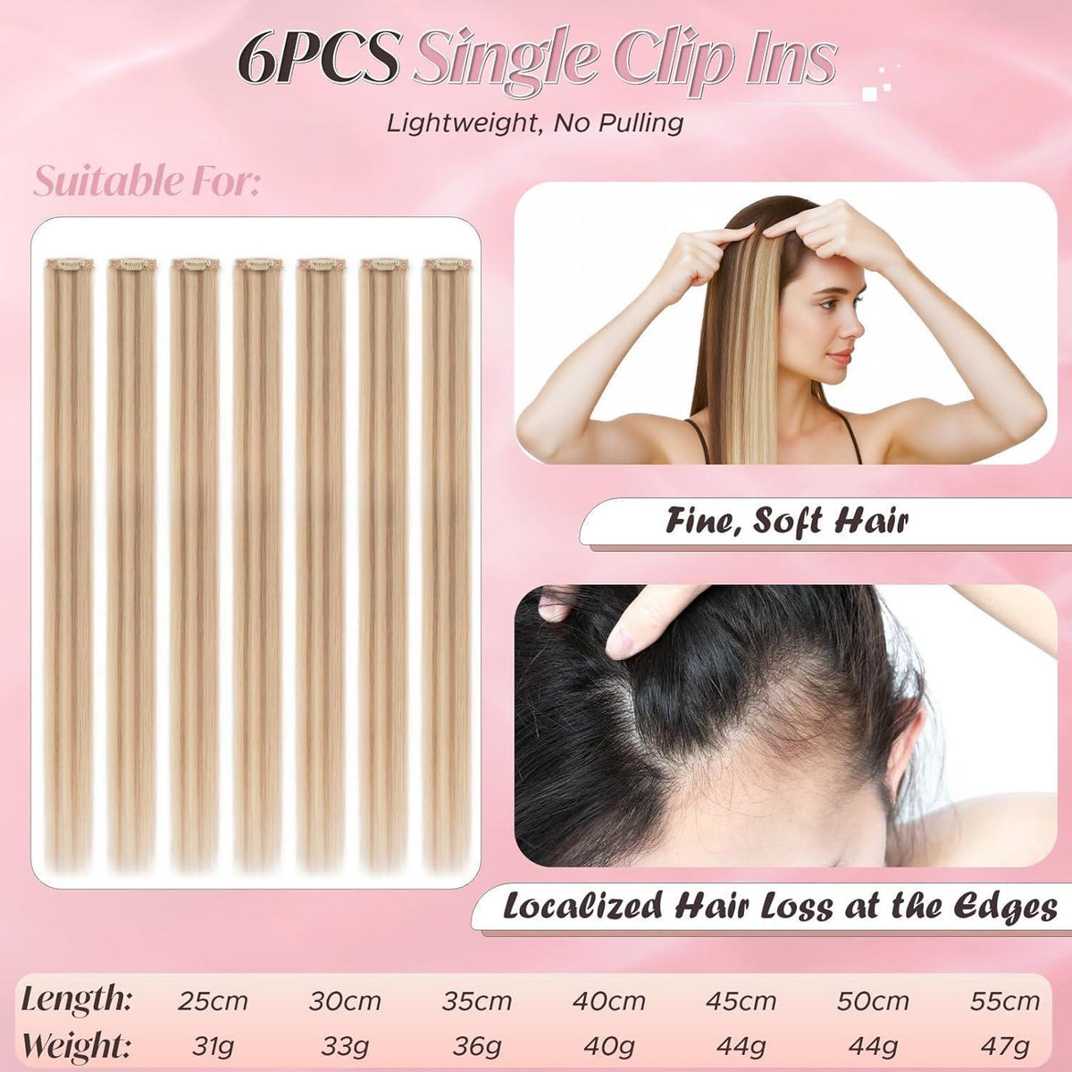 Clip-In Haarverlängerung Echthaar Goldbraun & Blond (55cm)