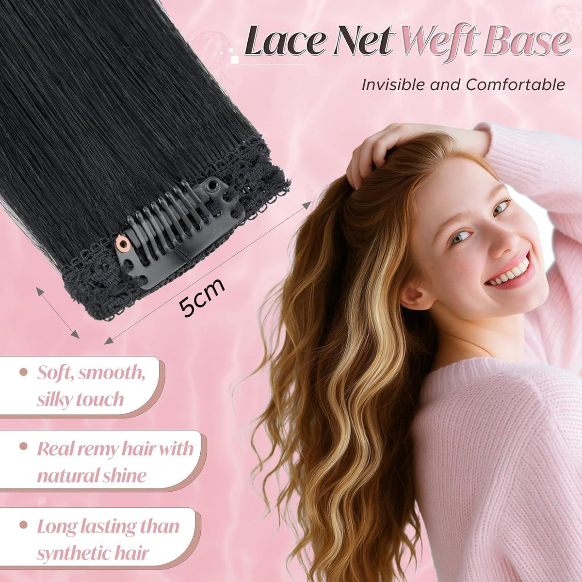 Echthaar Haarverlängerung Clip-In Schwarz 50cm - 6 Strähnen