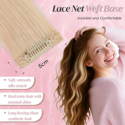 Clip-In Haarverlängerung Echthaar Platinblond 55cm