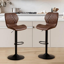 Barhocker mit Lehne, Höhenverstellbar, Braun (2er Set)