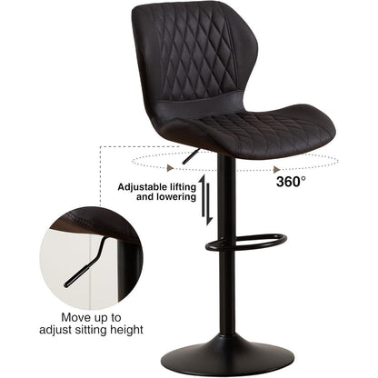 Höhenverstellbarer Barhocker mit Lehne & 360° Drehung – Schwarz