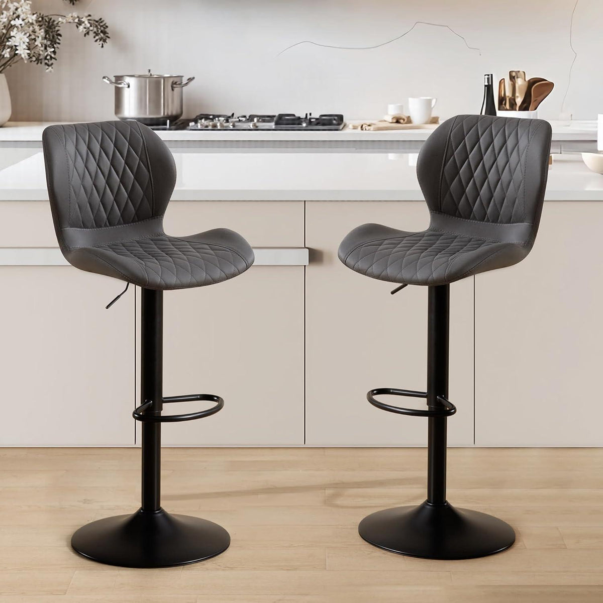 Barhocker mit Lehne, höhenverstellbar, dunkelgrau