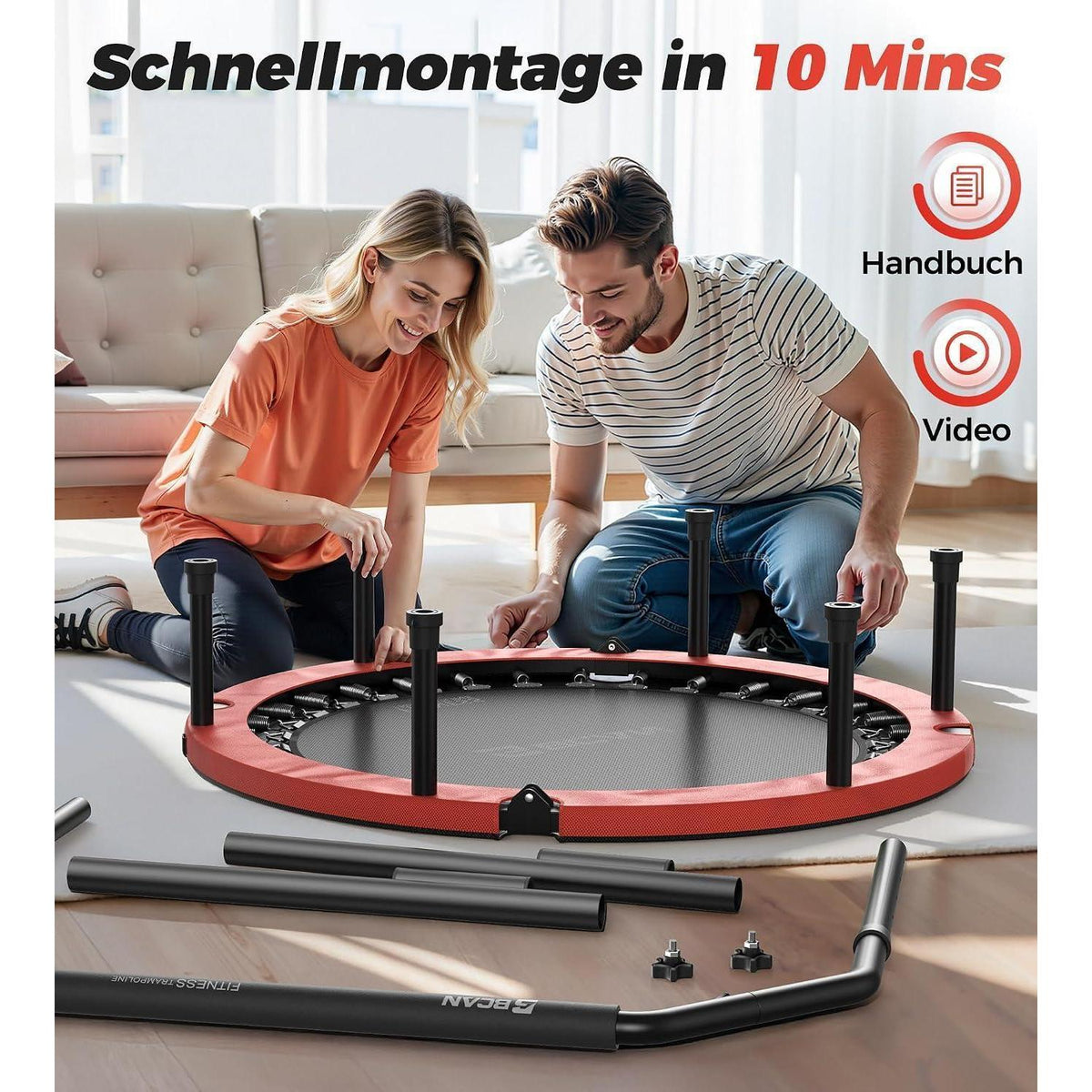 Fitness Trampolin 102cm – Faltbar & Verstellbar