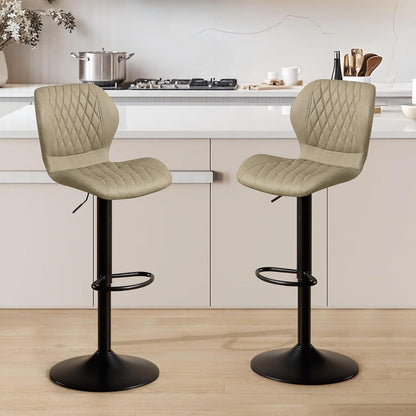 Barhocker mit Lehne, Höhenverstellbar, Khaki