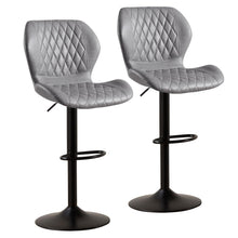 Barhocker mit Lehne, Höhenverstellbar, Grau (2er Set)