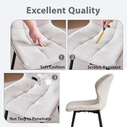 Moderner Esstisch Set 100cm + 4 Beigefarbene Stühle