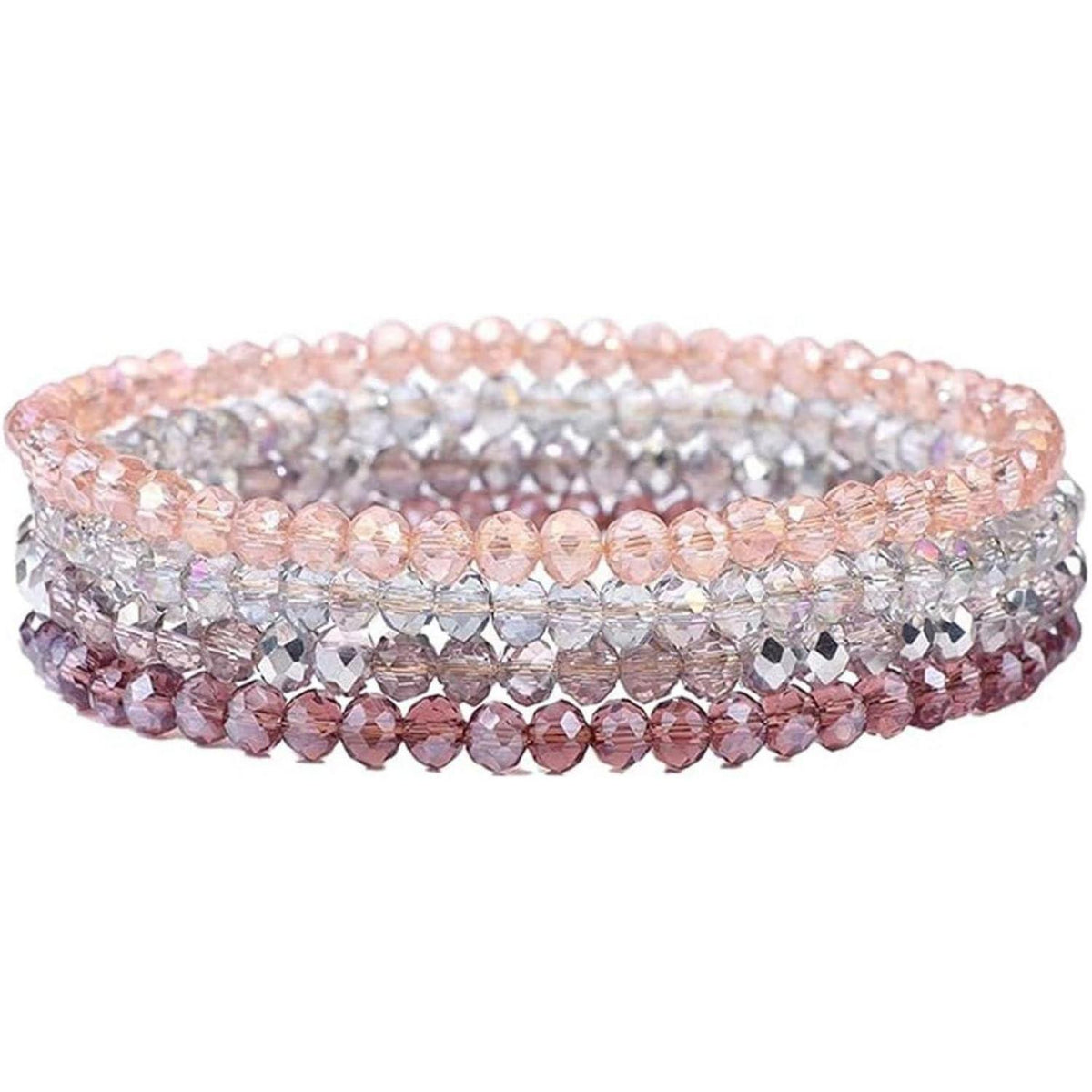 Damen Kristall Perlen Armband Mehrschichtig Boho Schwarz Lila