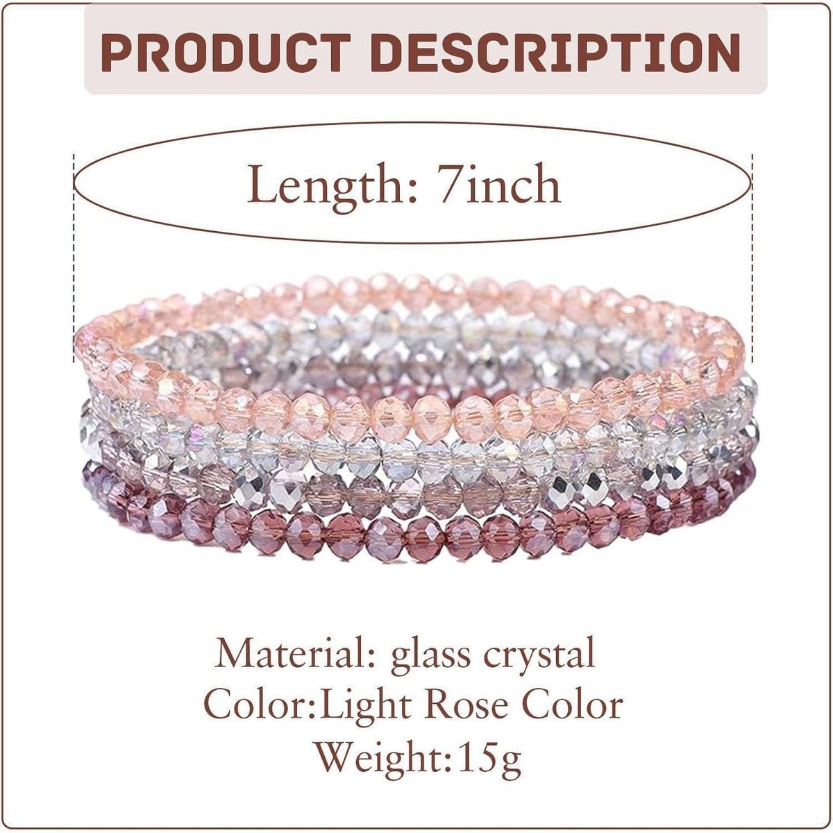 Damen Kristall Perlen Armband Mehrschichtig Boho Schwarz Lila