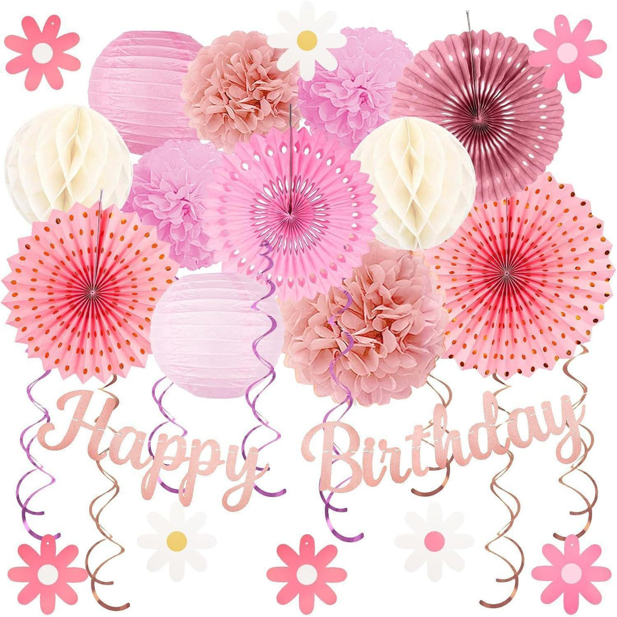 29-teiliges Partydeko-Set Roségold Pink Beige