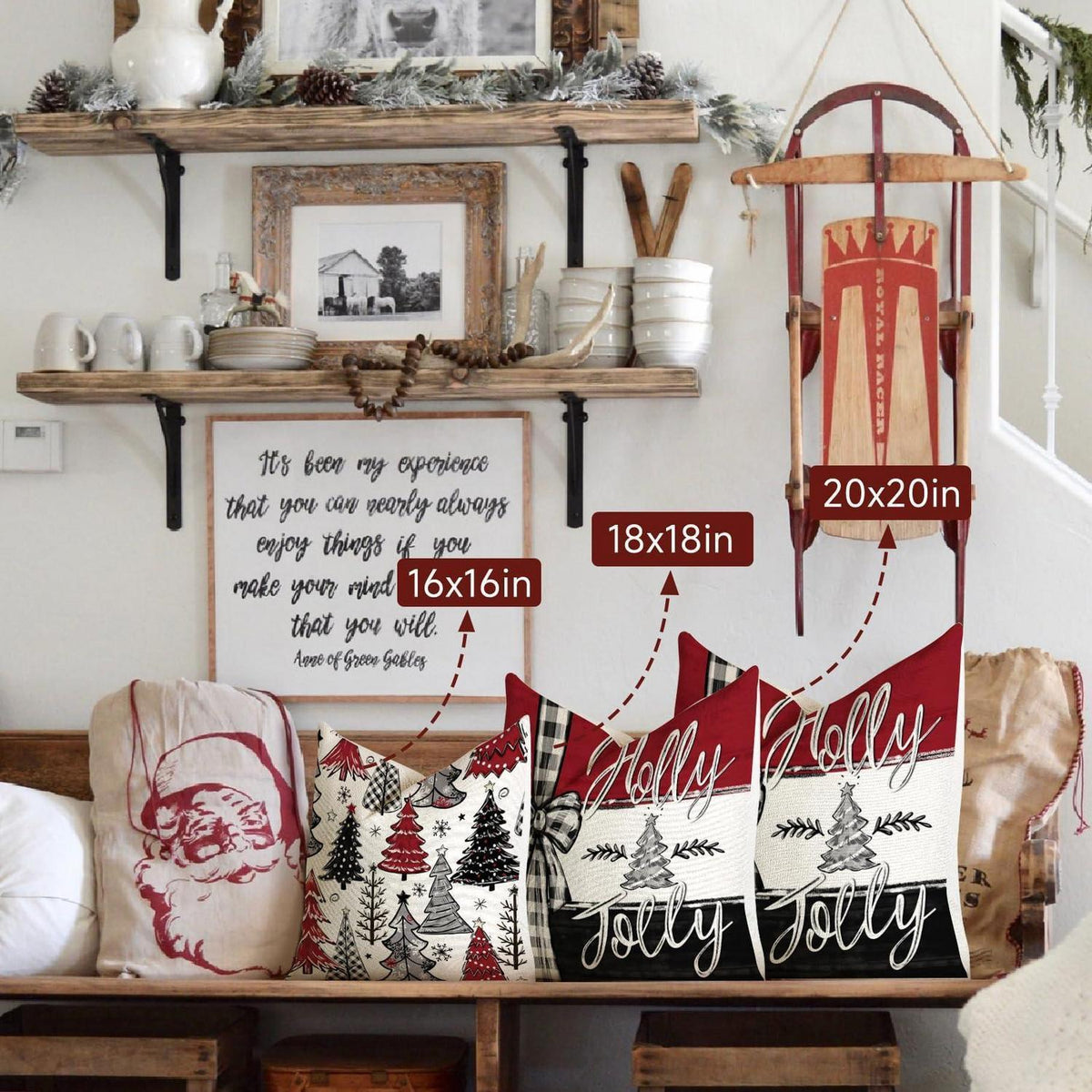 Weihnachtskissenbezug 50x50 cm - 4er Set für Wohnzimmer & Schlafzimmer