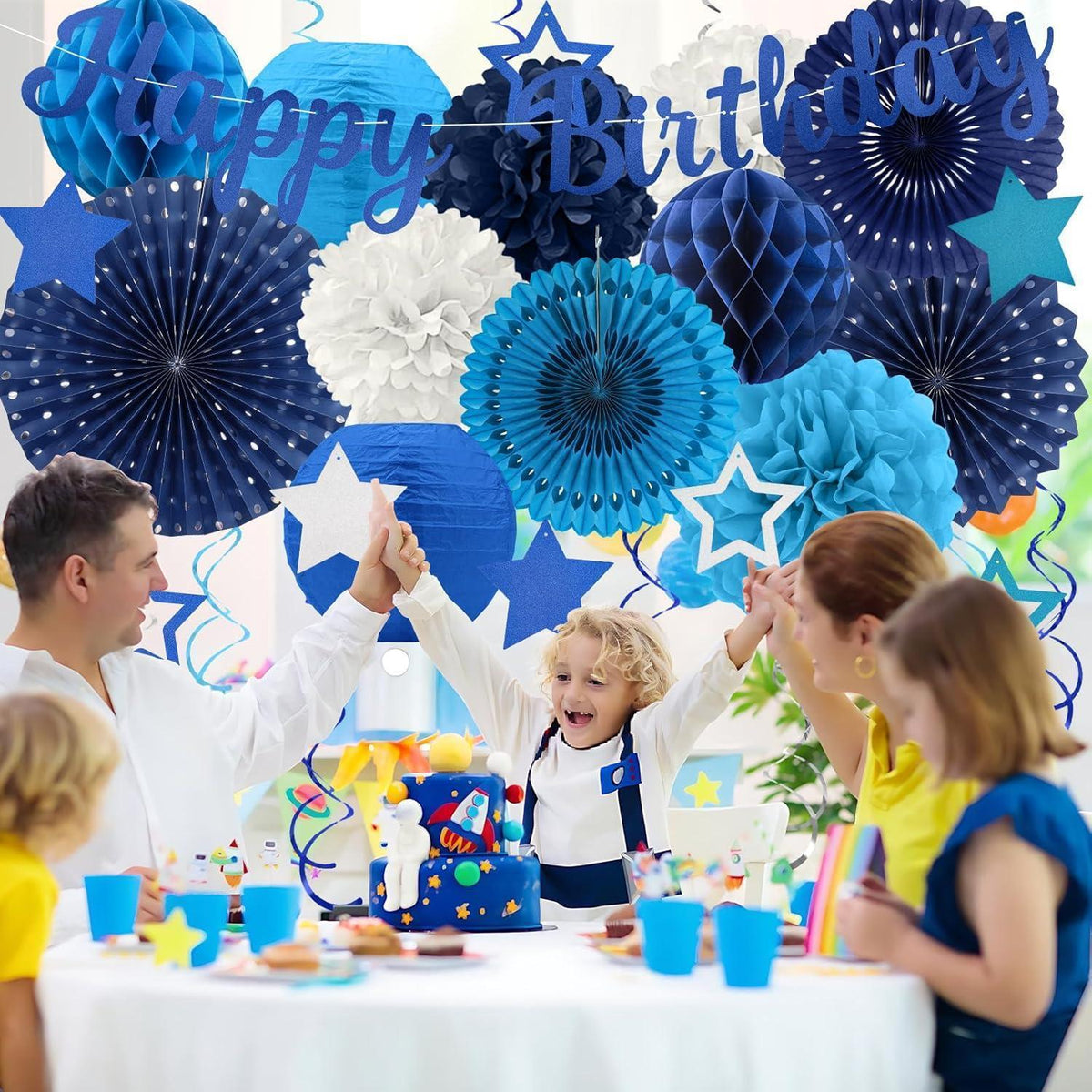 Marineblaue Geburtstagsdeko Set 29 Teile für Männer & Jungen