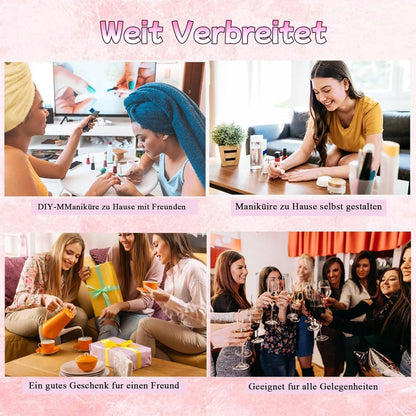 24 Rosa Glitter French Nägel Zum Aufkleben - Kurz & Quadratisch
