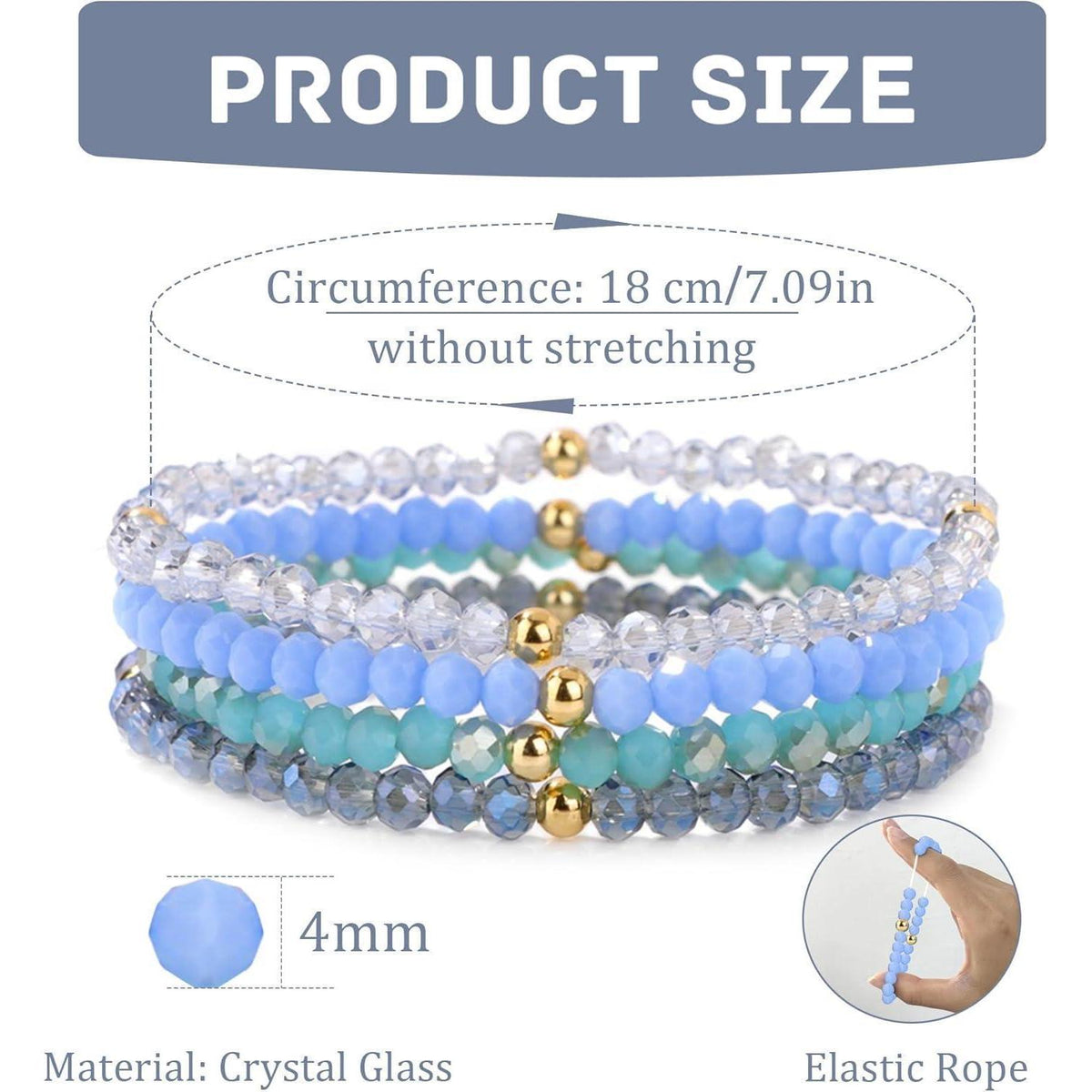 Damen Kristall Perlen Armband Mehrschichtig Boho Modeschmuck Schwarz Blau