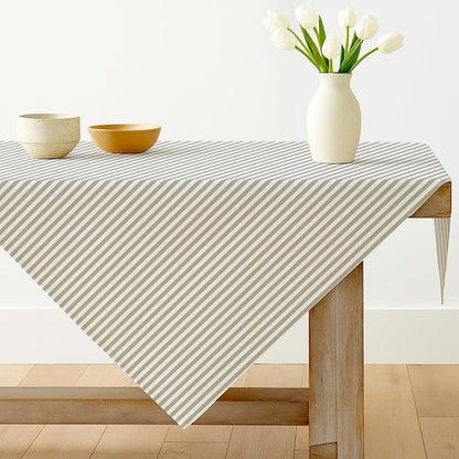 Grau gestreifte Tischdecke 85x85 cm – Abwaschbar & Pflegeleicht