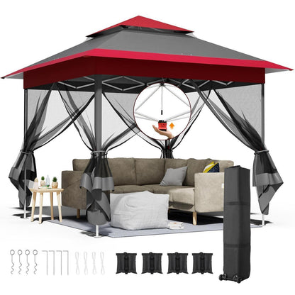 3x3m Pavillon mit Moskitonetzen, wasserdicht & stabil