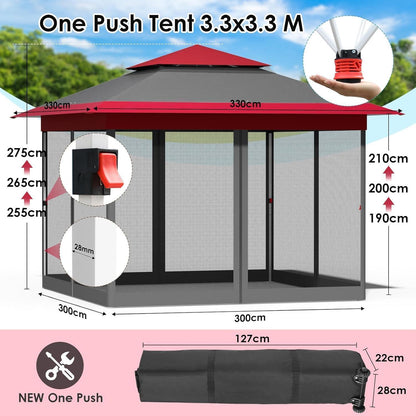 3x3m Pavillon mit Moskitonetzen, wasserdicht & stabil