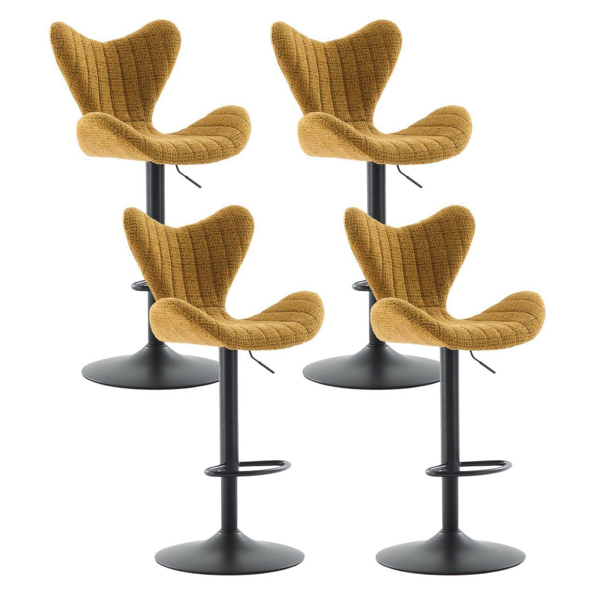 Barhocker Set 4er – Chenille, Höhenverstellbar & Fußstütze