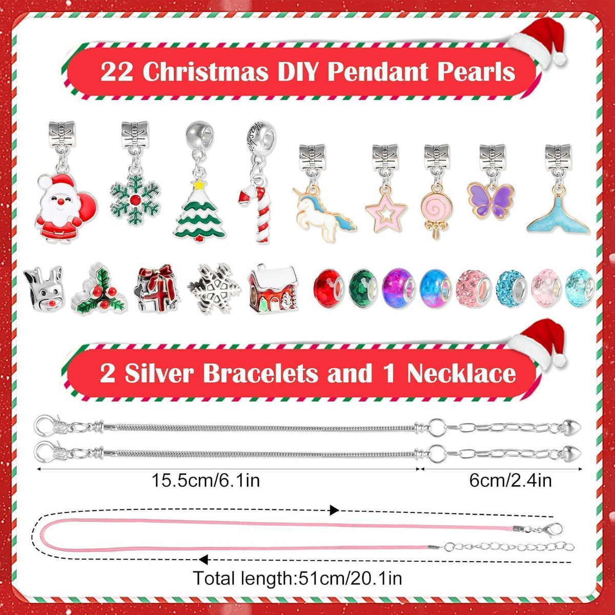 Adventskalender Schmuck Basteln für Mädchen mit Armbändern