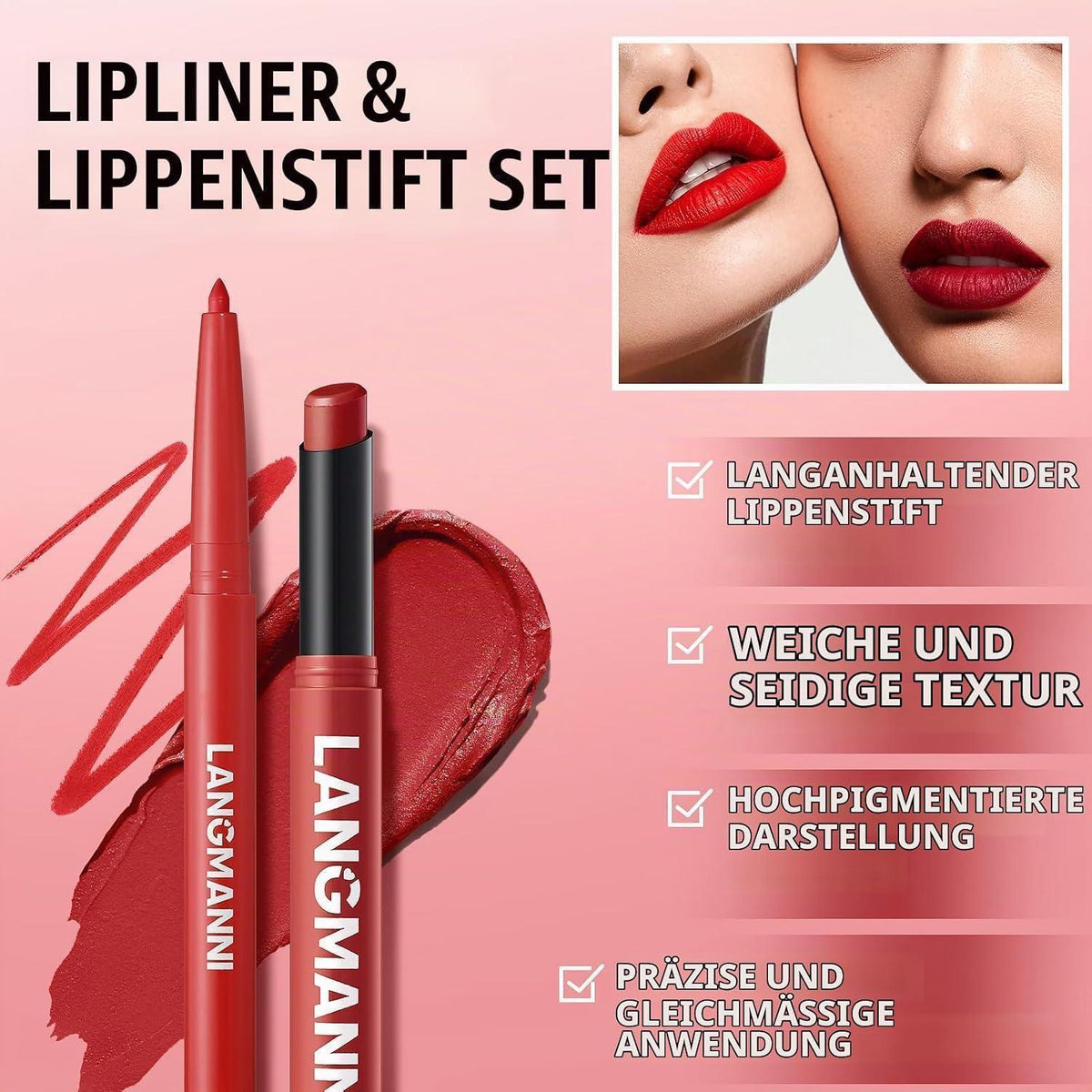 Mattes Lippen-Set: 6 Lipliner + 6 Lippenstifte – Natürliche Töne