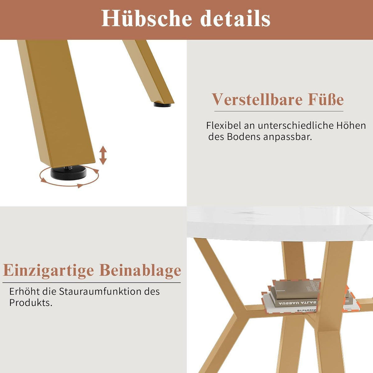 Runder Esstisch Set mit 4 Samtstühlen – Modern & Elegant