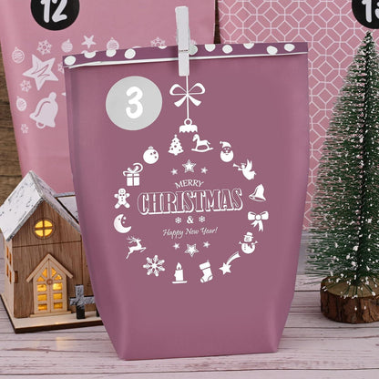 Adventskalender Tüten zum Befüllen, Rosa, 24 XXL Geschenktüten