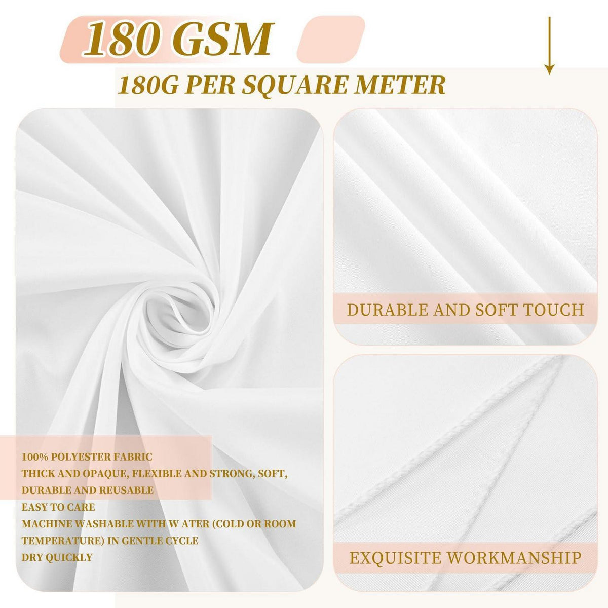 12x Weiße Tischdecken 153x320cm – Rechteckig & Waschbar
