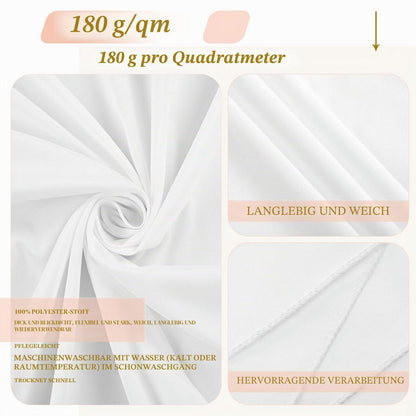 12x Weiße Tischdecke 140x240cm – Wachstischdecke für Hochzeiten