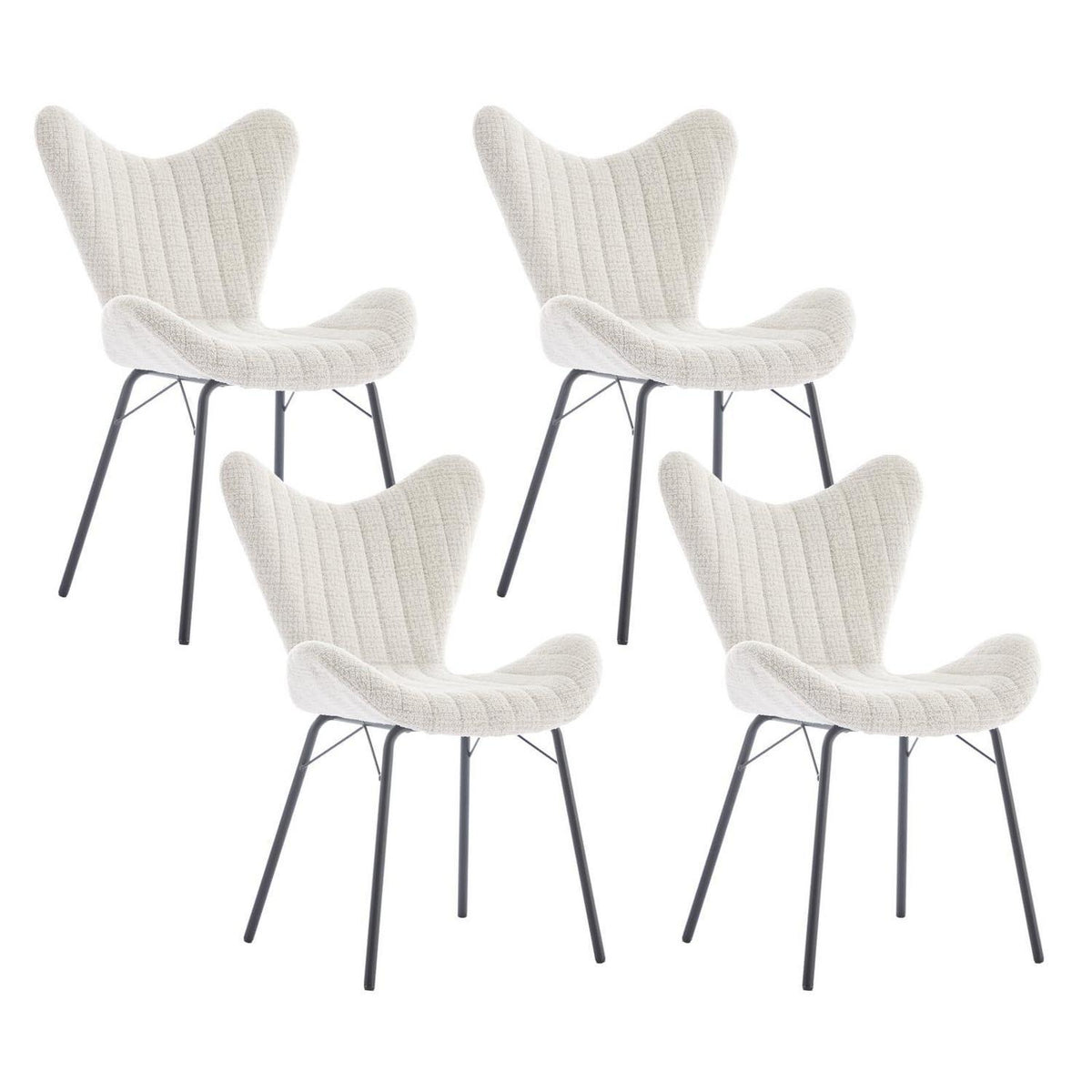 Esszimmerstühle Set 4er – Chenille, Metallgestell, Flügelrücken
