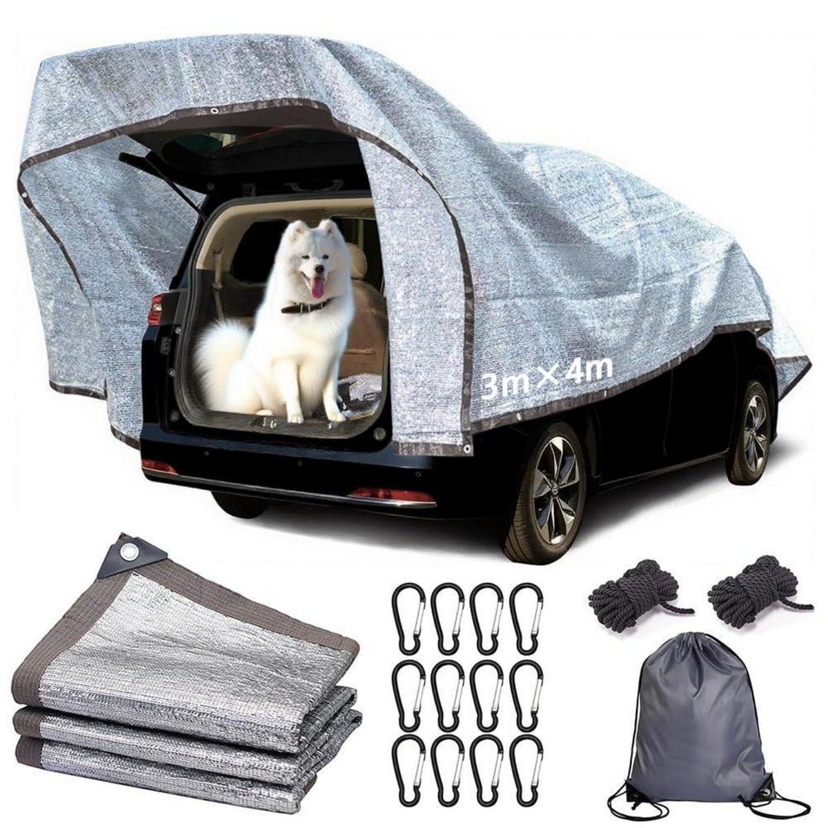 Schattennetz Auto Hund 3x4m – Sonnenschutz & Hitzeschutz